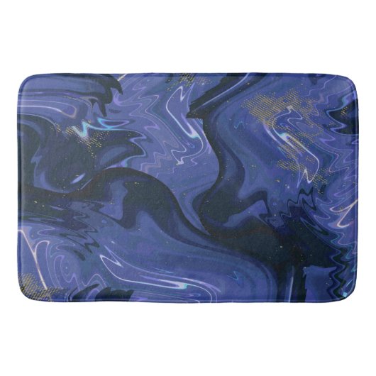 Galaxy Swirl Blauer Glitzer Abstraktes kosmisches Badematte (Vorderseite)