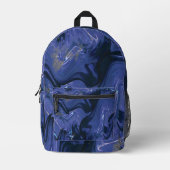 Galaxy Swirl Blauer Glitzer Abstraktes kosmisches Bedruckter Rucksack (Vorderseite)