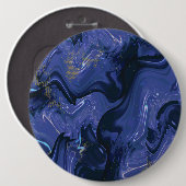 Galaxy Swirl Blauer Glitzer Abstraktes kosmisches Button (Vorne & Hinten)