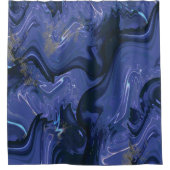 Galaxy Swirl Blauer Glitzer Abstraktes kosmisches Duschvorhang (Vorderseite)