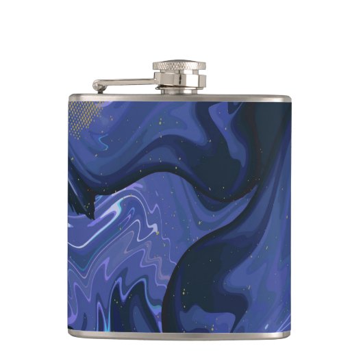 Galaxy Swirl Blauer Glitzer Abstraktes kosmisches  Flachmann (Vorderseite)