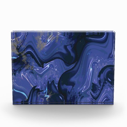 Galaxy Swirl Blauer Glitzer Abstraktes kosmisches  Fotoblock (Vorderseite)