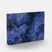 Galaxy Swirl Blauer Glitzer Abstraktes kosmisches  Fotoblock (Links)