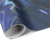 Galaxy Swirl Blauer Glitzer Abstraktes kosmisches Geschenkpapier (Rolleneckpunkt)