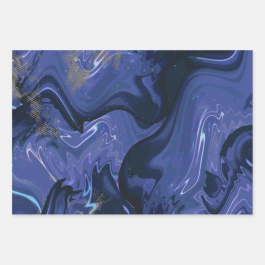 Galaxy Swirl Blauer Glitzer Abstraktes kosmisches  Geschenkpapier Set (Vorderseite 3)