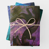 Galaxy Swirl Blauer Glitzer Abstraktes kosmisches  Geschenkpapier Set (Beispiel)