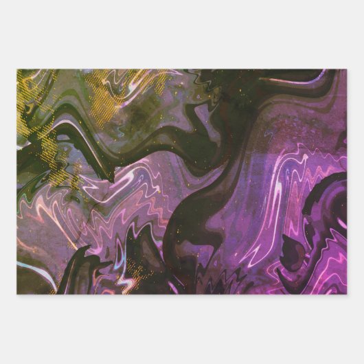 Galaxy Swirl Blauer Glitzer Abstraktes kosmisches  Geschenkpapier Set (Vorderseite)