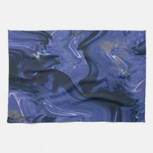 Galaxy Swirl Blauer Glitzer Abstraktes kosmisches  Geschirrtuch