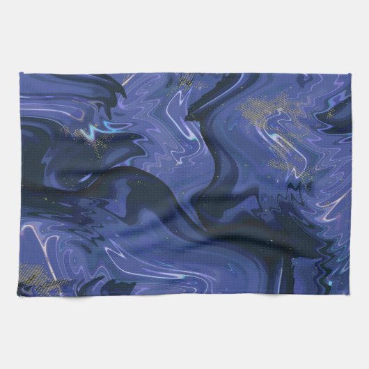 Galaxy Swirl Blauer Glitzer Abstraktes kosmisches  Geschirrtuch (Horizontal)