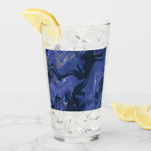 Galaxy Swirl Blauer Glitzer Abstraktes kosmisches Glas (Vorderseite Ice)