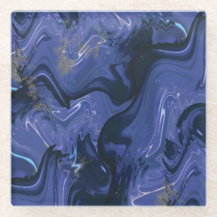 Galaxy Swirl Blauer Glitzer Abstraktes kosmisches Glasuntersetzer