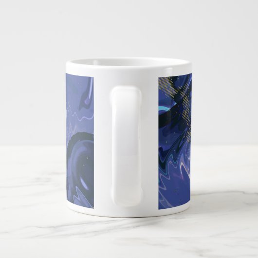Galaxy Swirl Blauer Glitzer Abstraktes kosmisches  Jumbo-Tasse (Rückseite)