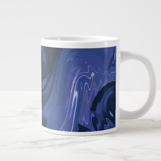 Galaxy Swirl Blauer Glitzer Abstraktes kosmisches Jumbo-Tasse (Rechts)