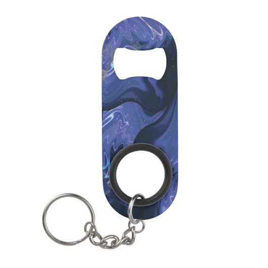 Galaxy Swirl Blauer Glitzer Abstraktes kosmisches  Mini Flaschenöffner (Vorderseite)