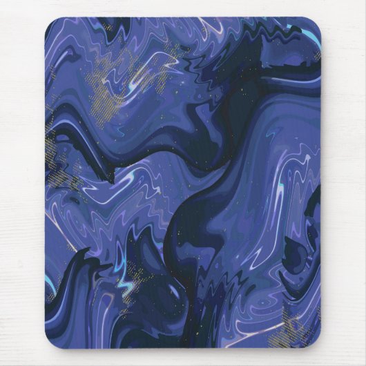 Galaxy Swirl Blauer Glitzer Abstraktes kosmisches Mousepad (Vorne)