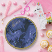 Galaxy Swirl Blauer Glitzer Abstraktes kosmisches Pappteller (Party)