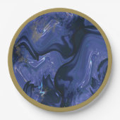Galaxy Swirl Blauer Glitzer Abstraktes kosmisches Pappteller (Vorderseite)