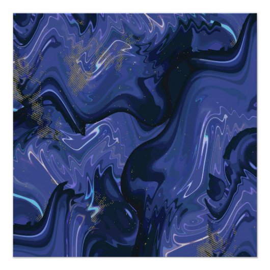 Galaxy Swirl Blauer Glitzer Abstraktes kosmisches Poster (Vorderseite)