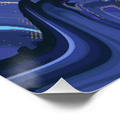 Galaxy Swirl Blauer Glitzer Abstraktes kosmisches Poster (Ecke)