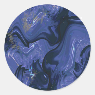 Galaxy Swirl Blauer Glitzer Abstraktes kosmisches Runder Aufkleber
