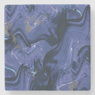 Galaxy Swirl Blauer Glitzer Abstraktes kosmisches Steinuntersetzer