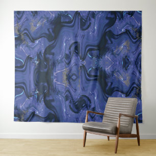 Galaxy Swirl Blauer Glitzer Abstraktes kosmisches  Wandteppich