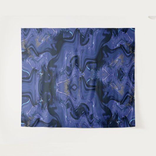 Galaxy Swirl Blauer Glitzer Abstraktes kosmisches  Wandteppich (Vorderseite (Horizontal))