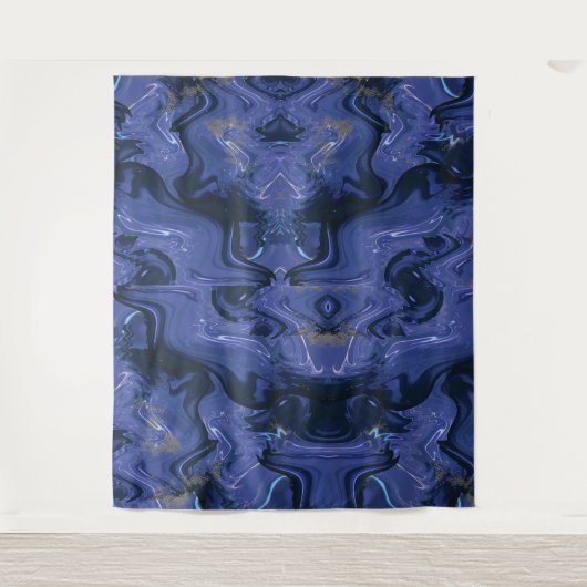 Galaxy Swirl Blauer Glitzer Abstraktes kosmisches  Wandteppich (Vorderseite)