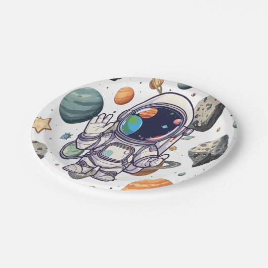 Galaxy Tellers Set - Fun Außenraumdesign Pappteller (Schrägansicht)