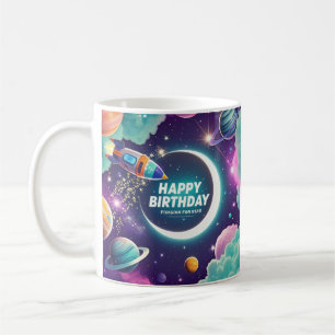Galaxy-thematisierte Geburtstagsfeiermond, Stars Kaffeetasse