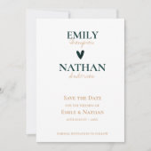 Galaxy Themed Beautiful White Green Heart Wedding Save The Date (Vorderseite)