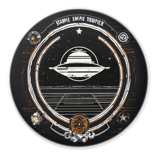 "Galaxy-Themed Keramik Pull - Einzigartiges UFO & Keramikknauf (Vorderseite)