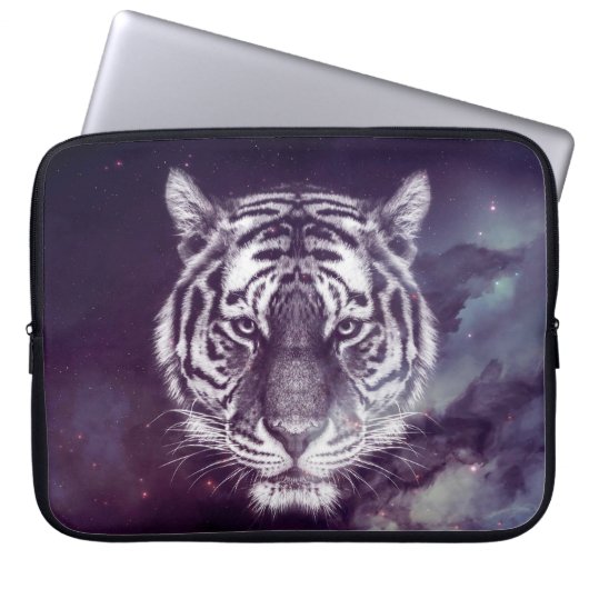 Galaxy Tiger Face Wallpaper Laptopschutzhülle (Vorderseite)
