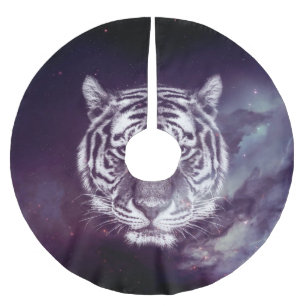 Galaxy Tiger Face Wallpaper Polyester Weihnachtsbaumdecke