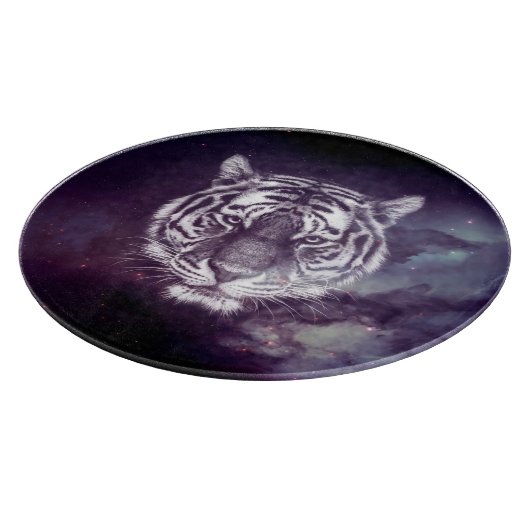 Galaxy Tiger Face Wallpaper Schneidebrett (Ecke)