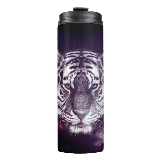 Galaxy Tiger Face Wallpaper Thermosbecher (Vorderseite)