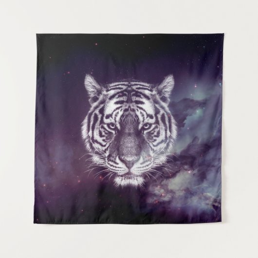 Galaxy Tiger Face Wallpaper Wandteppich (Vorderseite)