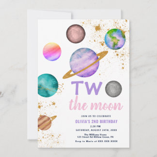 Galaxy Two the Moon 2. Geburtstagseinladung Einladung