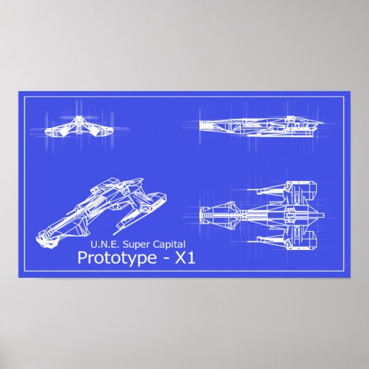 Galaxy U.N.E Prototyp X-1 Blueprints Poster (Vorne)