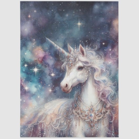 Galaxy Unicorn Fantasy Decoupage Seidenpapier (Vorderseite)