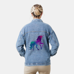 Galaxy Unicorn Sky Colors of Blue & Lila Womens Jeansjacke