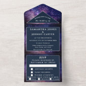 Galaxy Universe Stars Sky Wedding Space Navy Blue All In One Einladung (Innen Boden)