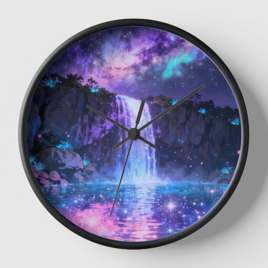 Galaxy-Wasserfall-Wanduhr Uhr (Vorderseite)