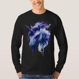 Galaxy-Wasserfarbe-Einhorn-Langarmshirt T-Shirt