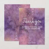 Galaxy Watercolor Babydusche Danke Karte (Vorne/Hinten)