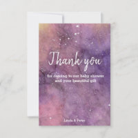 Galaxy Watercolor Babydusche Danke Karte
