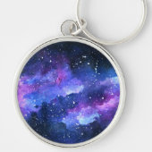 Galaxy Watercolor Lila Geschenk für Tee Schlüsselanhänger (Vorne)