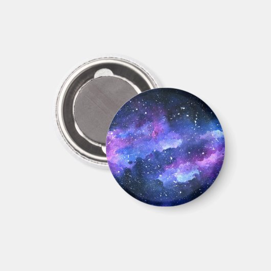 Galaxy Watercolor Lila Party Tee Kühlschrank Magnet (Vorderseite/Rückseite)