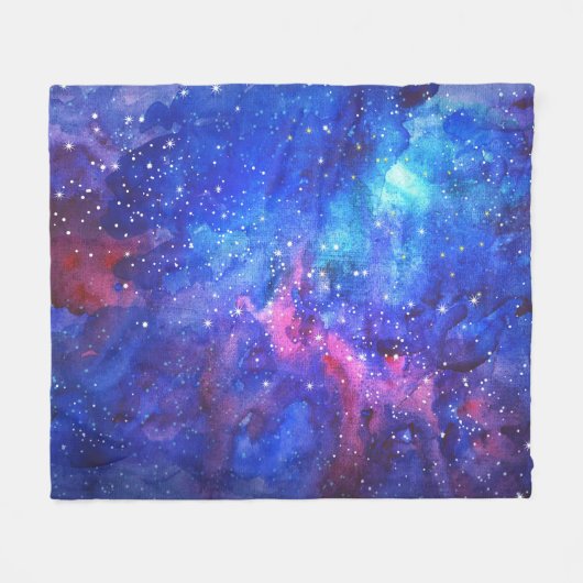 Galaxy Watercolor Night Sky. Fleecedecke (Vorderseite (Horizontal))