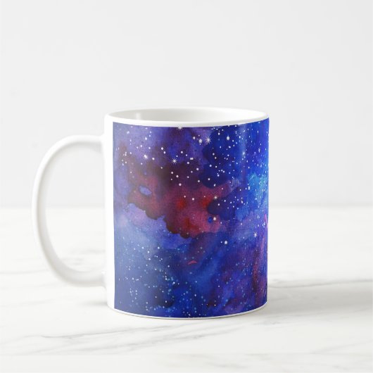 Galaxy Watercolor Night Sky. Kaffeetasse (Links)